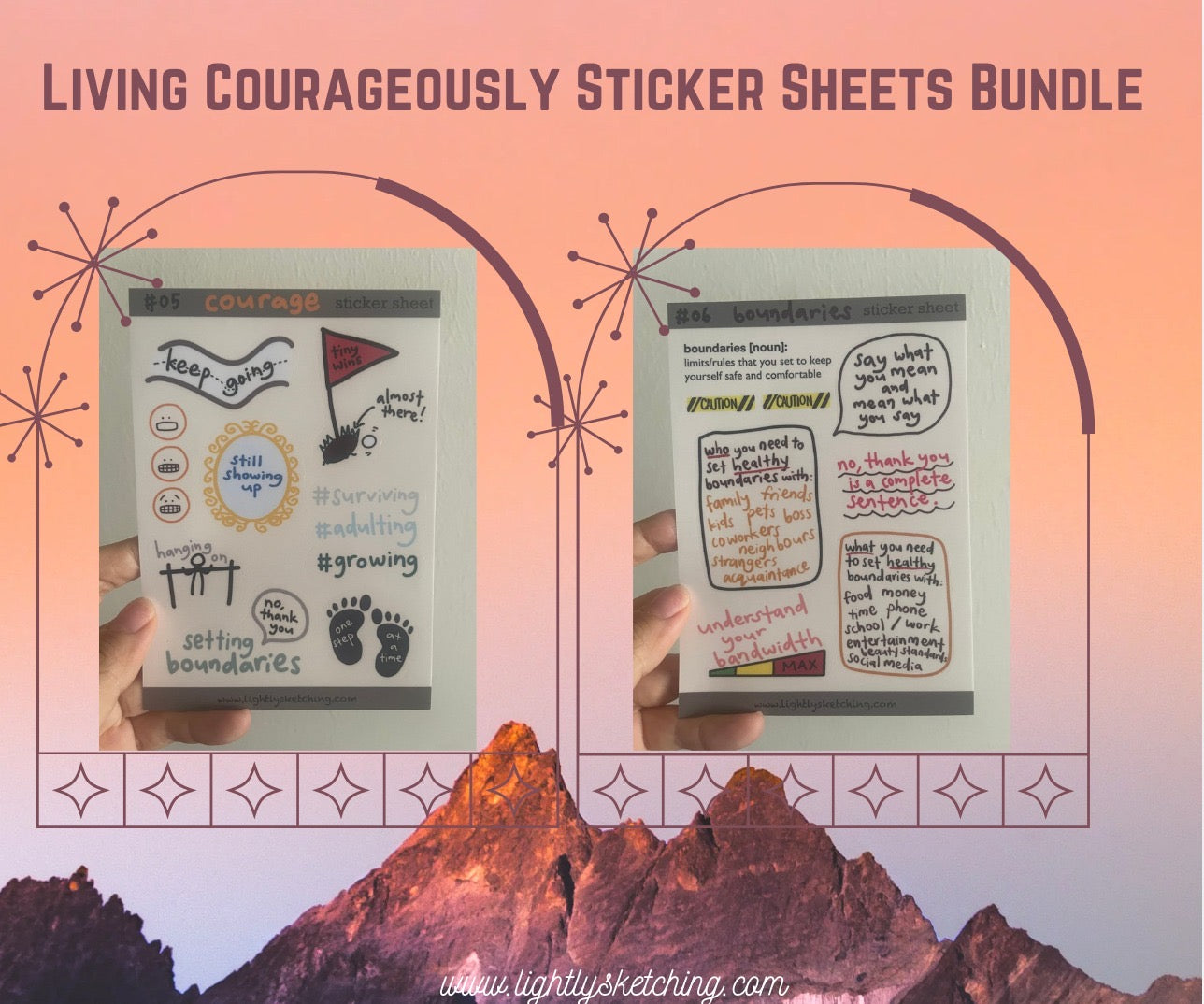 (Set of 2) Living Courageously Sticker Sheet Set