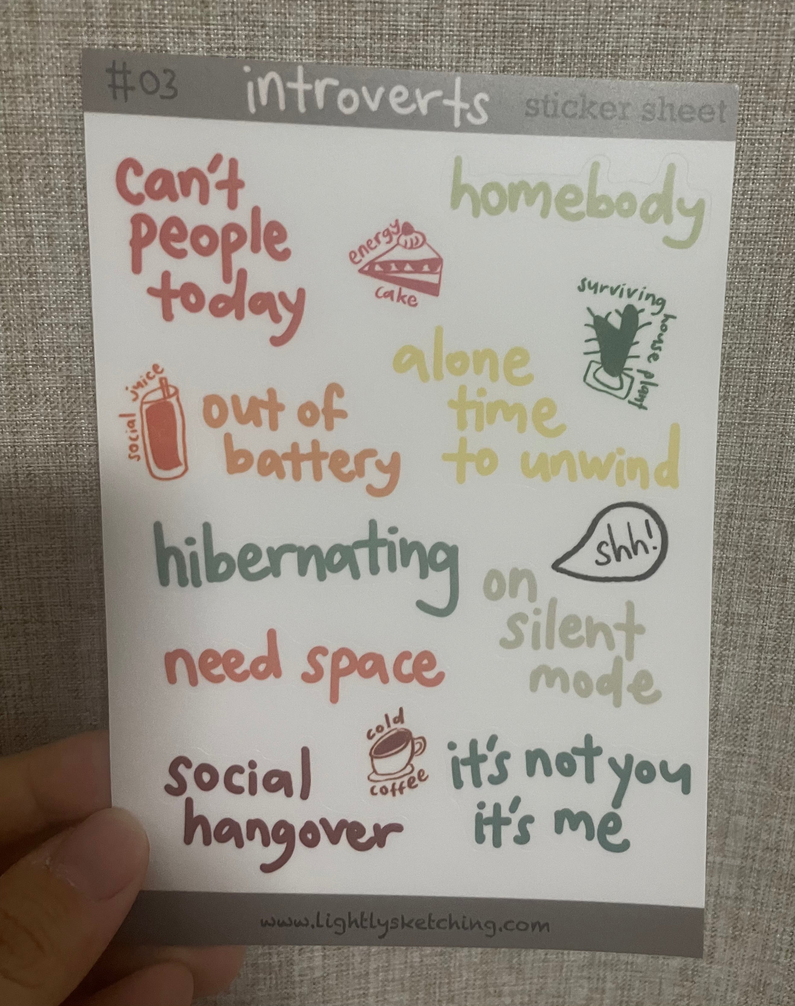 Sticker Design Introvert #03 Introverts Sticker Sheet – lightlysketching by yiting365247