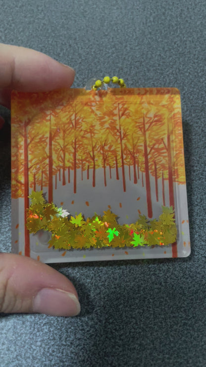 (larger size) Seasons acrylic glitter keychain (Autumn)